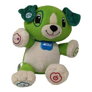 Leap Frog My Pal Scout Talking White Green Puppy Dog Plush Soft Stuffed Toy 11"